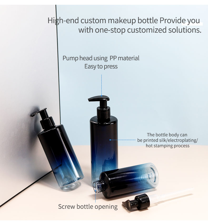 300ml 500ml Transparent Pump Bottle Cosmetic Shampoo Empty Bottle With Spray Pump Head
