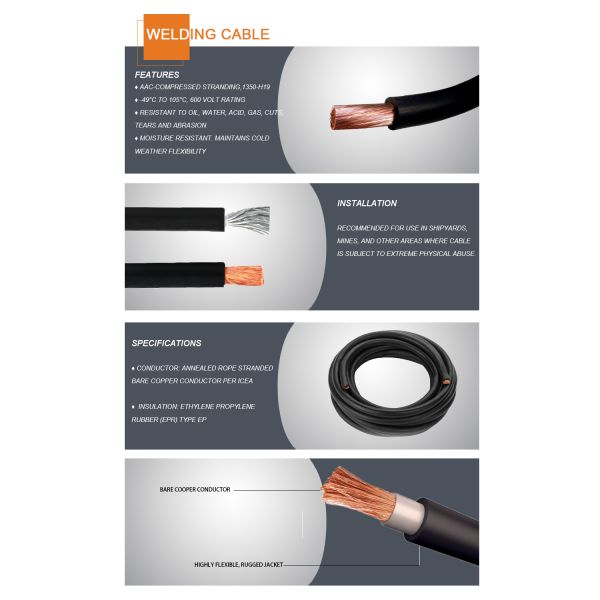 Industrial Flexible Welding Cable With Copper Conductor PVC Insulation
