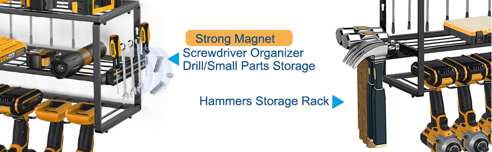 Fabric Type Pegboard Power Tool Organizer Utility Storage Rack with 7 Cordless Drills