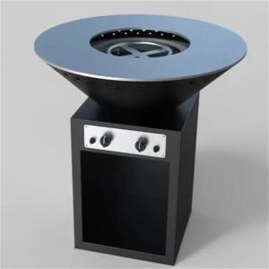Quality New Design Black Painted Metal Natural Gas Fire Pit With BBQ Grill For Backyard for sale