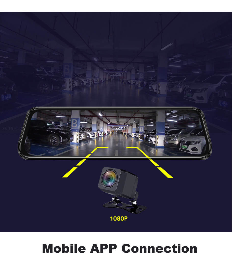 Streaming Media Auto Video Dash Cam Recorder DVR 9.66 Inch FHD Touch Screen Rear View