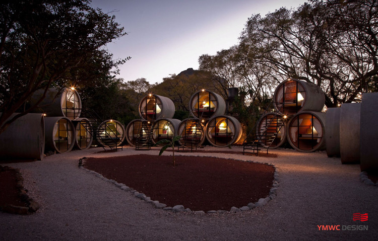 SCULPTURE Custom Print Method for Unique Self-Contained Cottages Made from Cement Tubes
