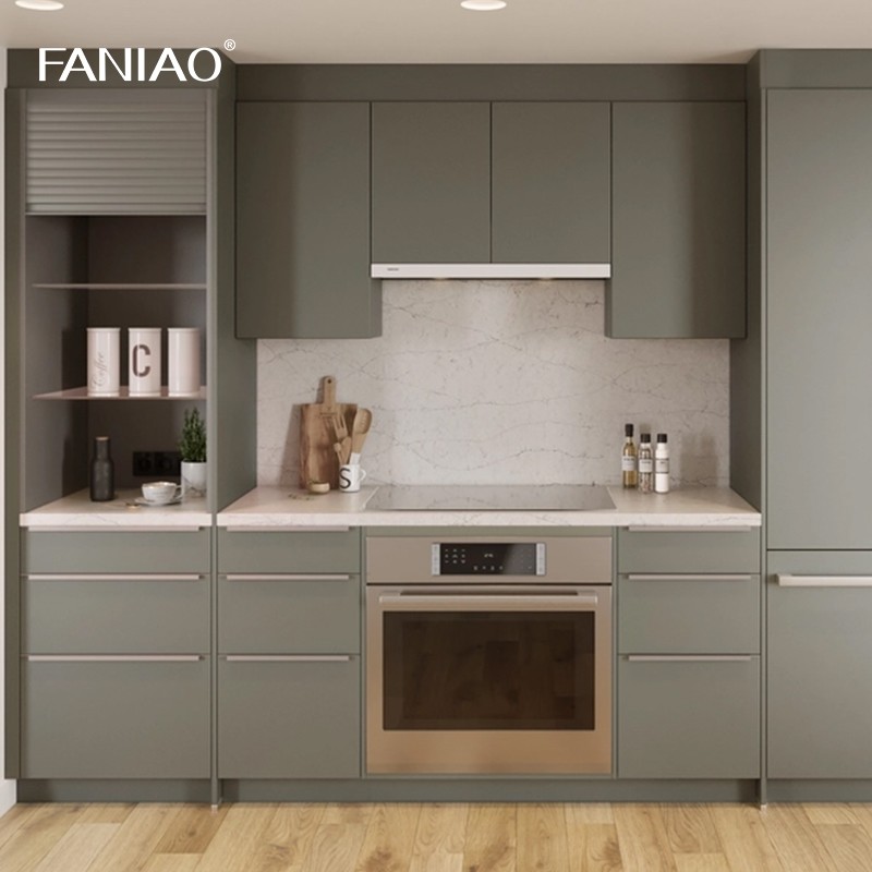 Modern Ready To Assemble Melamine 18mm Waterproof Kitchen Cabinet With Island