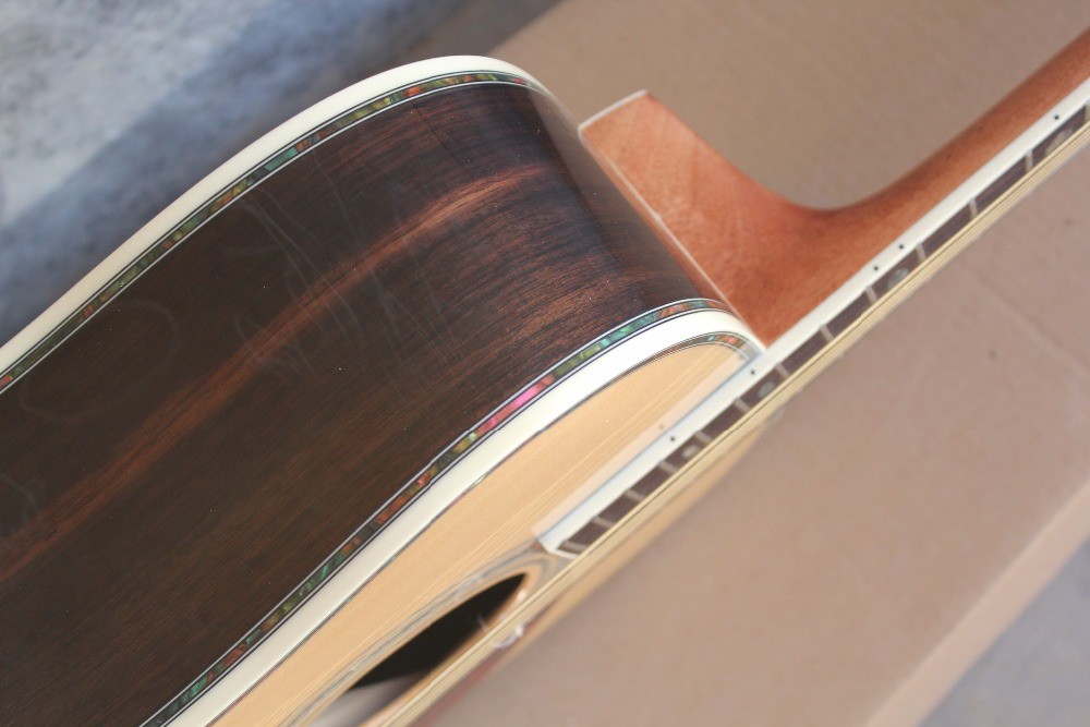 Ebony fretboard acoustic guitar AAA solid top acoustic electric guitar OEM round body custom guitar