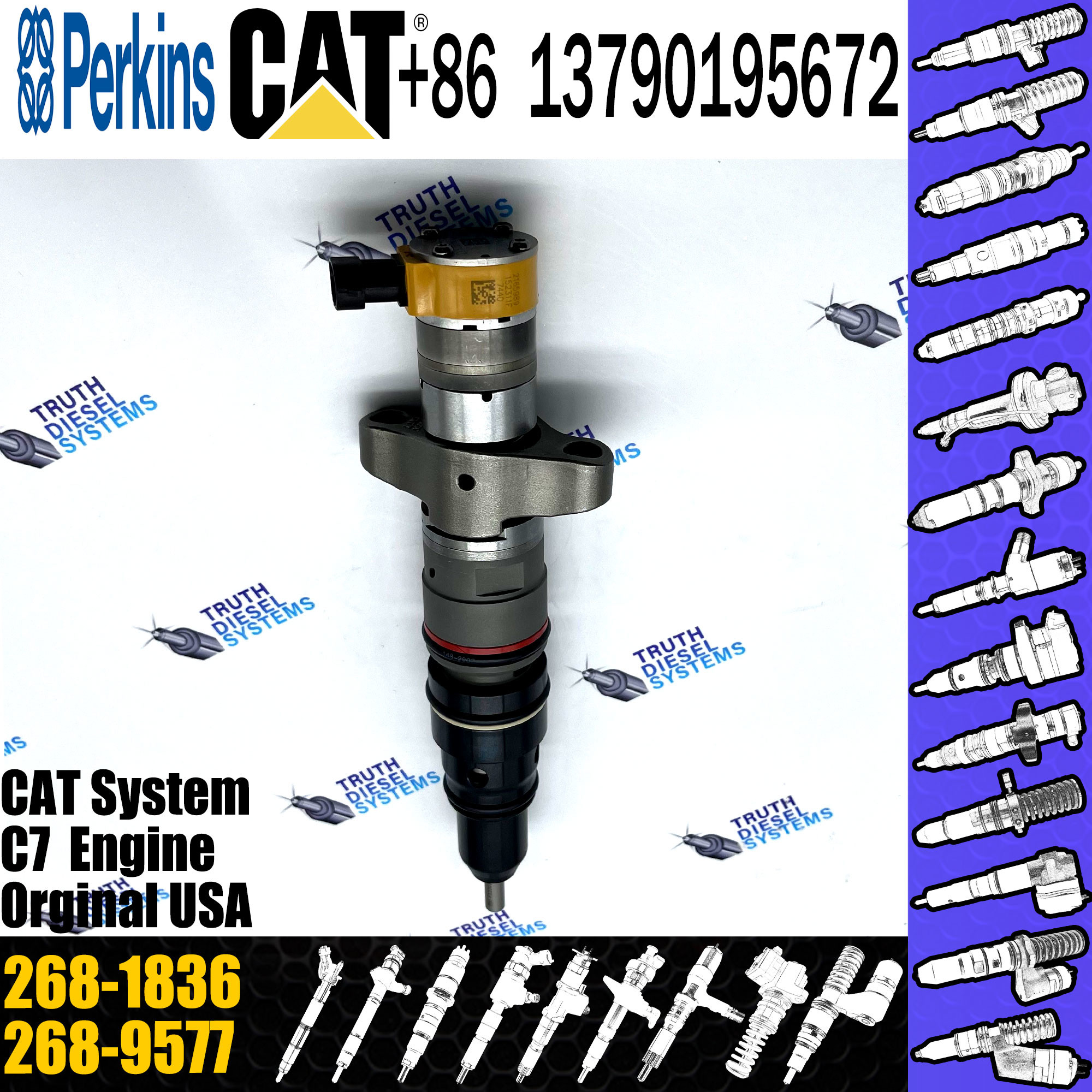 Cat C7 Engine spare parts Common Rail Inyectores Diesel Fuel Injector Nozzles 2681836 268-1836 For Caterpillar