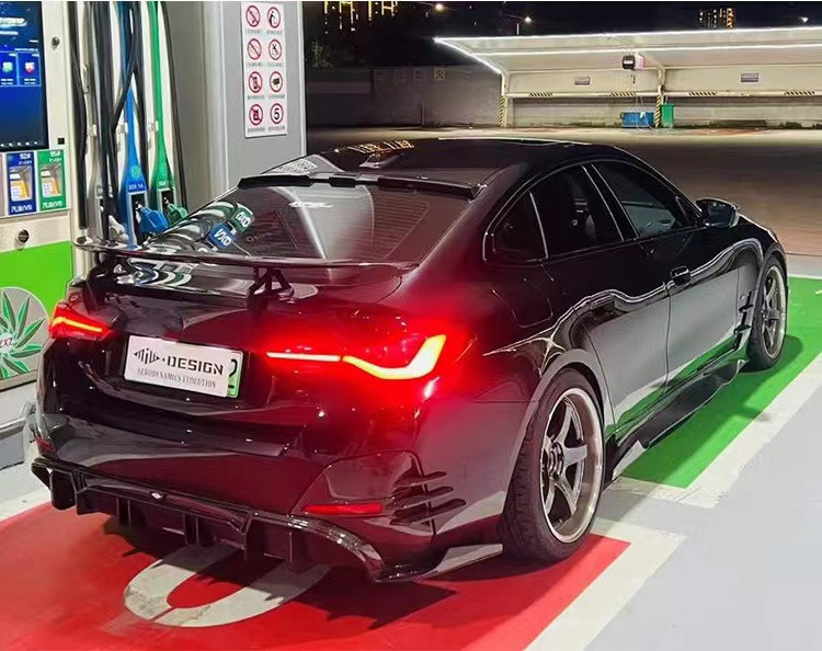 For BMW I4 Carbon Fiber Body Kit I4 Carbon Fiber Front Lip Diffuser Spoiler Side Skirt Hood I4 Body Kit
