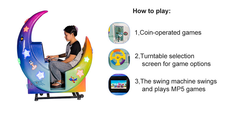 Cute Small Bear Kiddy Ride Machine Amusement Swing Car Toy Coin Operated Fiberglass Material