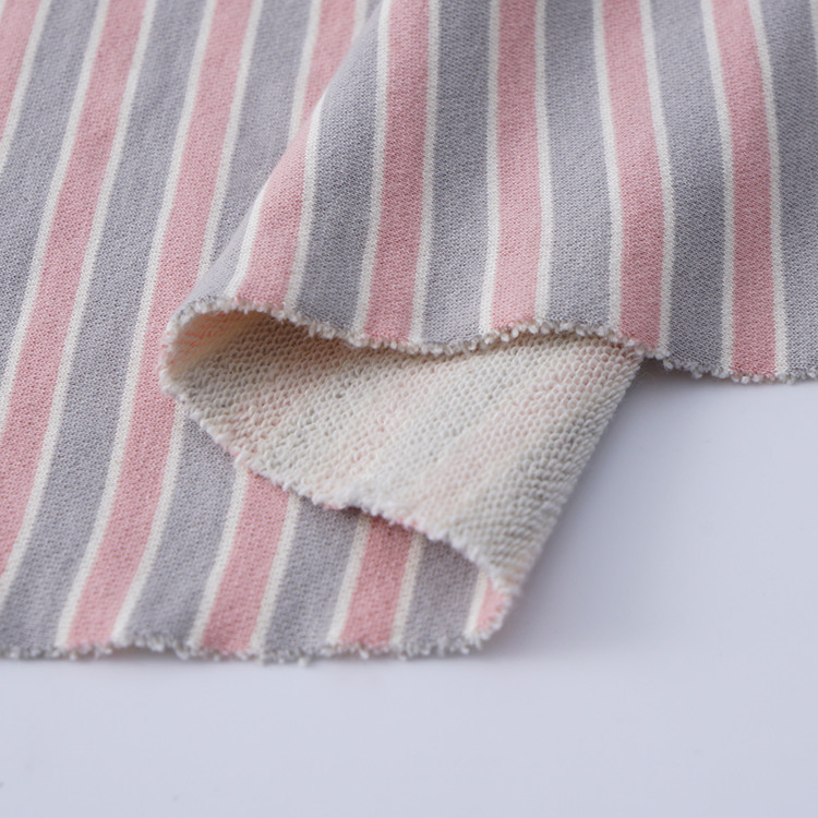 100 Cotton French Terry Fabric 320g 21S Stripe Double Yarn Material