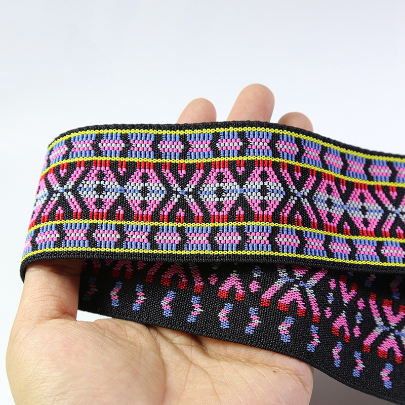 Retro Striped Jacquard Ribbon for Garment Underwear Waistband Vintage Jacquard Elastic Band