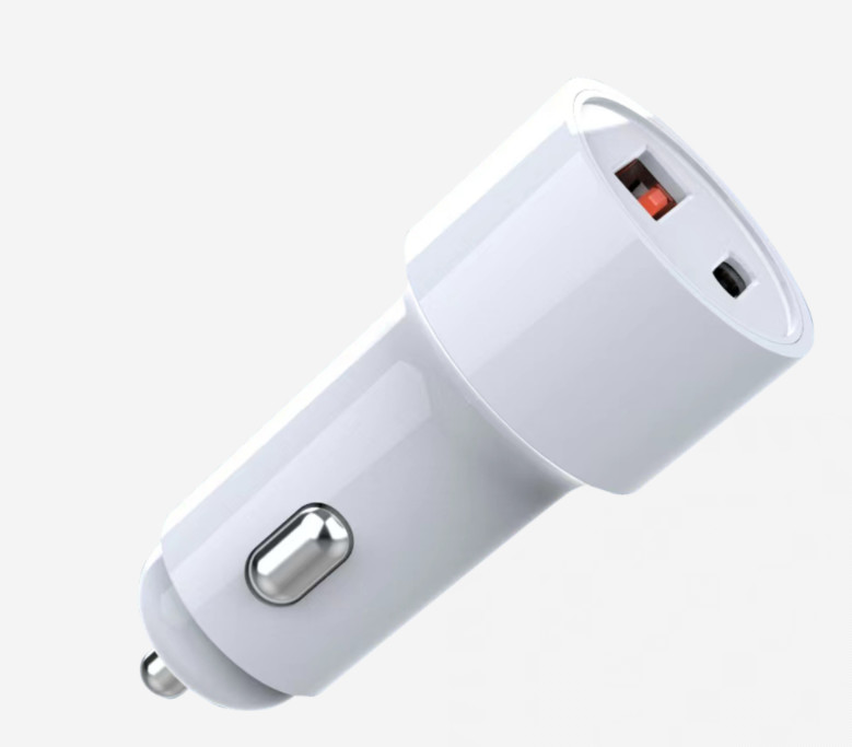 Portable USB A C Car Charger 38W QC3.0 Fast Charger Black / White color