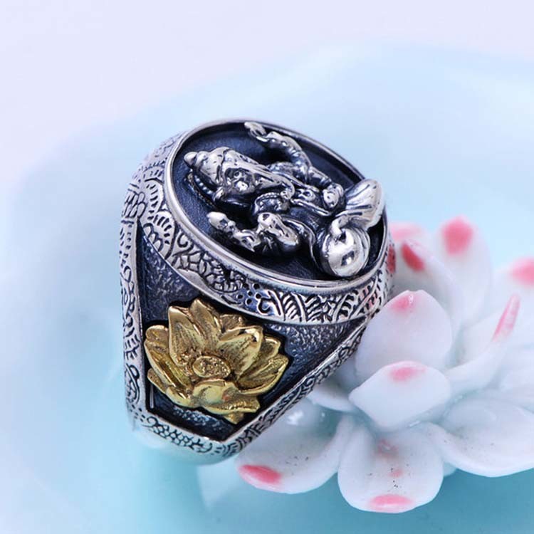 Thai 925 Silver Gold Tone Retro Womens Mens Buddhist Fashion Jewelry(036389W)