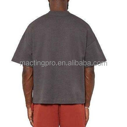 Hip Hop Style 300gsm 100% Cotton Men's Custom Drop Shoulder Oversized Cropped Boxy T-Shirt