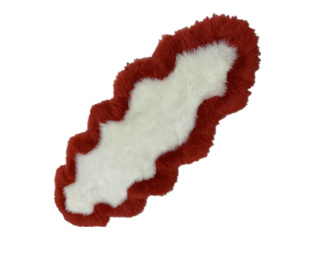 Imitation Washable Sheepskin Rugs Dyed White Red