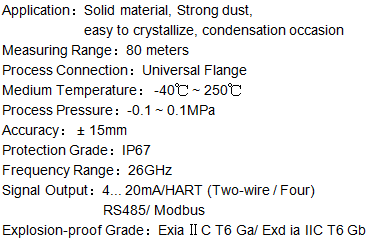 26Ghz High Frequency Radar Level Meter KLD260 Series For Solid Material