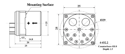 GSQAT160 Quartz Flexible Accelerometer Sensor with Bias <20 mg Scale Factor 2.75 mA/g ± 1.8% and Bias Repeatability 1mg