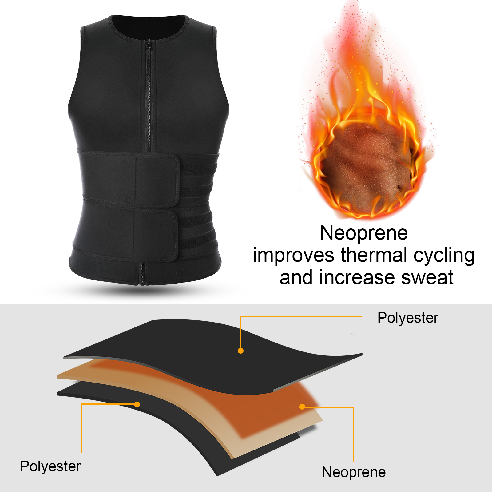 Private Label Neoprene Sweat Vest with Waist Belt Men's Waist Trainer by Waistdear