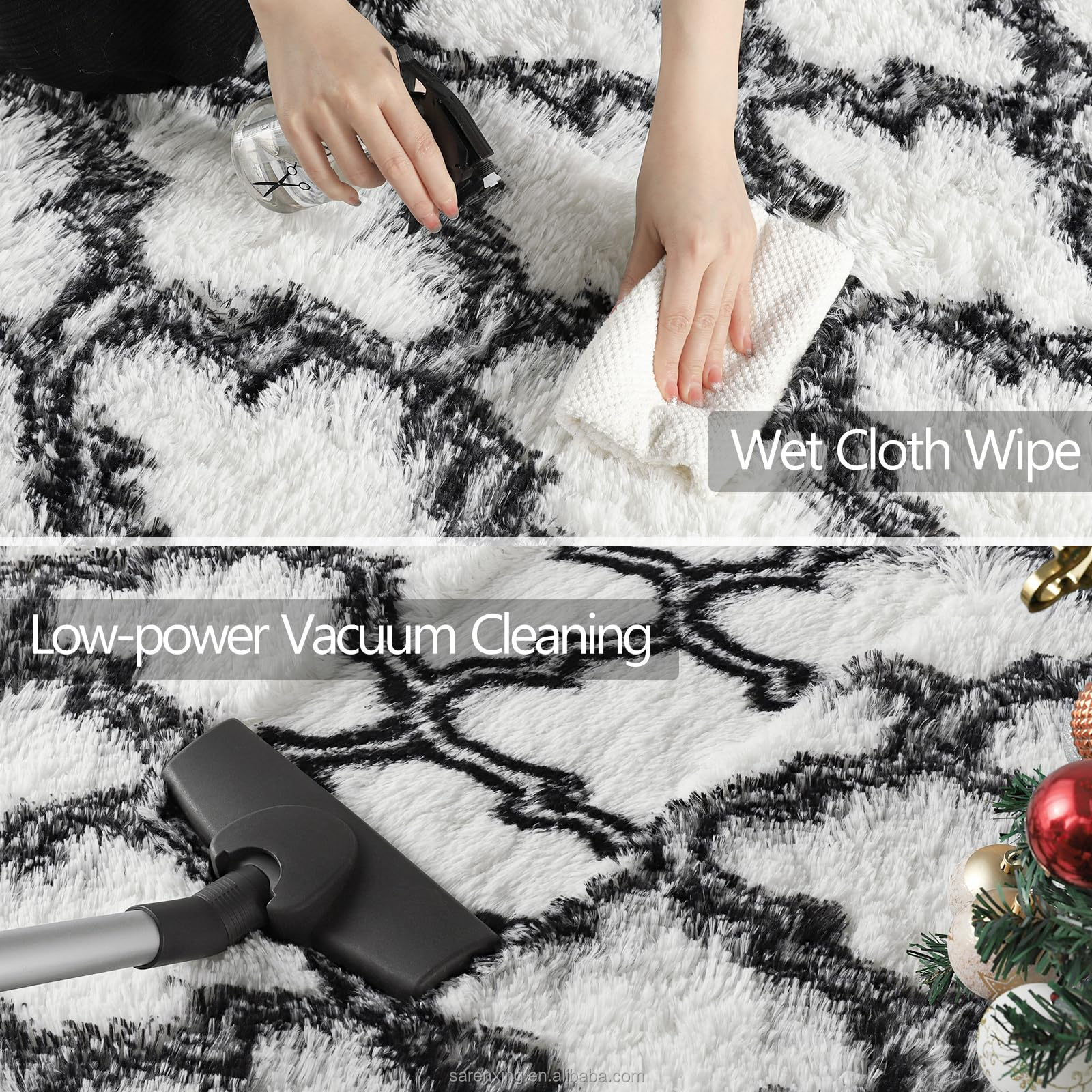 9mm Thickness Custom Geometric Indoor Floor Rug Large Shag Area Rugs for Bedroom Plush