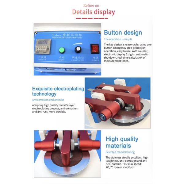 Fabric Rotary Abrasion Tester Taber Abrasion Tester Testing Equipment