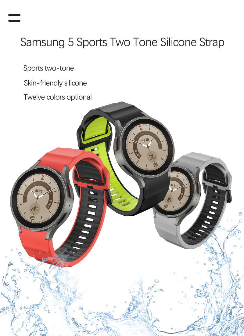 Custom Dual Color Silicone Watchband for Samsung Galaxy Watch 5 Pro
