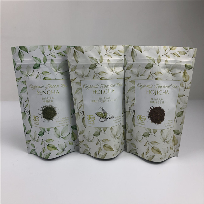Customized Digital Printing Bags Metallic Gold Logo Stand Up Tea Packing Bags