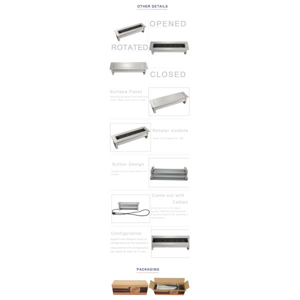 BN High quality brushed aluminum motorized flip up desktop socket