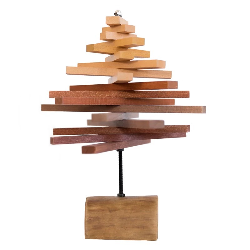 wooden rotating tree Christmas building block decoration desktop Christmas ornaments