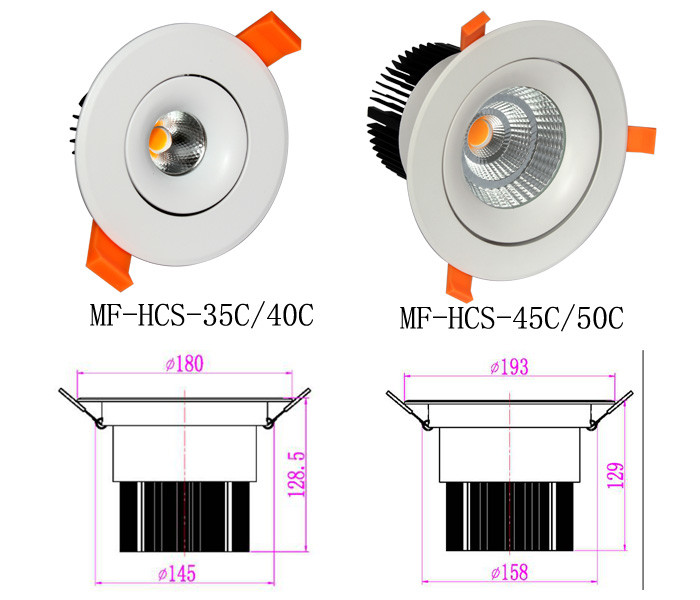 Energy-Efficient Dimmable LED Down Light LED Recessed Light Office LED Downlight High CRI COB LED Recessed Down Light