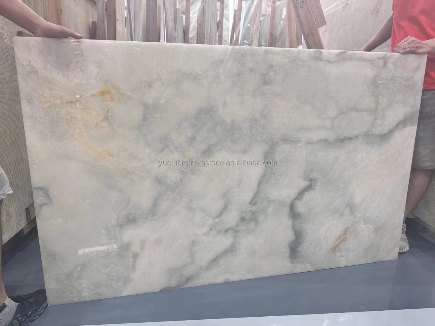 Gold and Blue Onyx Marble Stone for Hotel Floor Luxury Natural Stone Jade Slab Design