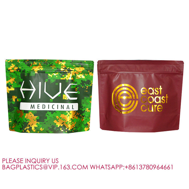 Mylar Bags Child Resistant Pouch Child Proof Packet PLA Matte Stand Up Zip Foil Flat Bag