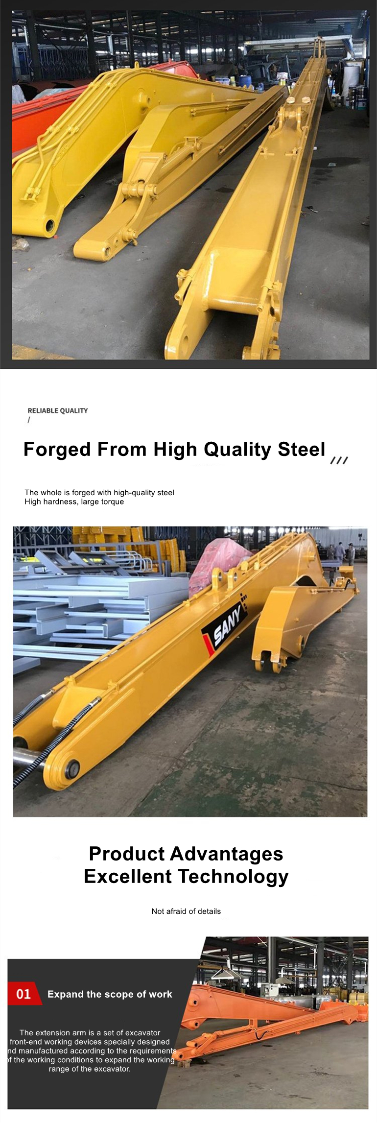 Customizable Two-Section Three-Section 12-45 Meter Excavator Extended Arm Backhoe Arm Long Boom And Cylinder Excavator