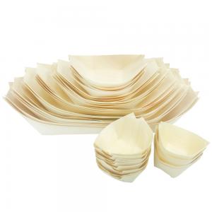 Quality Portable Wood Biodegradable Disposable Tableware Plates Boat Shape for sale