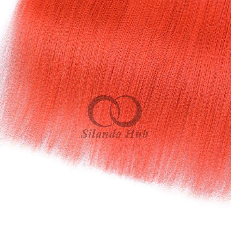 #T1B/Orange Red Straight Remy Human Hair Bundles Sew In Weave Bundles Brazilian Bundle Deals