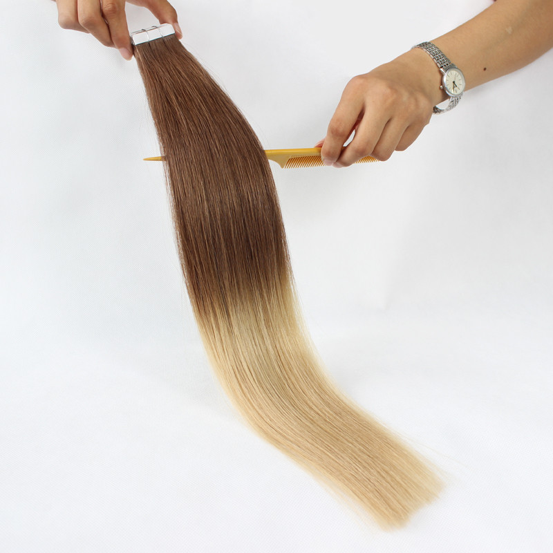 wholesale customized 100% remy european human hair ombre seamless tape hair extensions
