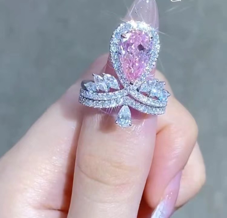 2.47ct VVS2 Pink Diamond Engagement Ring Wedding Ring Pear Cut Jewelry Design