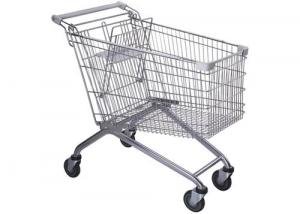 Safety Metal 4 Wheel Supermarket Shopping Trolley  / Grocery Shopping Cart 180L