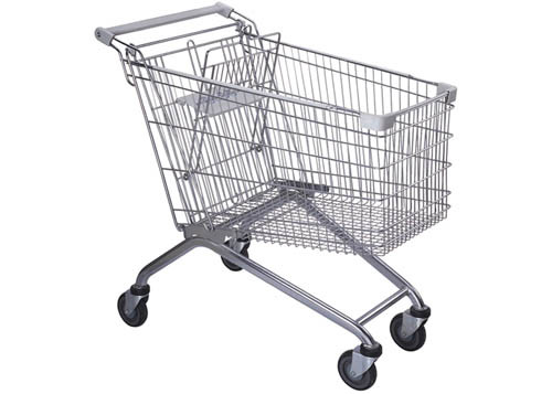 Buy Safety Metal 4 Wheel Supermarket Shopping Trolley  / Grocery Shopping Cart 180L at wholesale prices