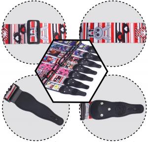Quality 5Cm Width Leather Head Polyester Custom Printed Guitar Straps Accessories For Guitar Decoration for sale
