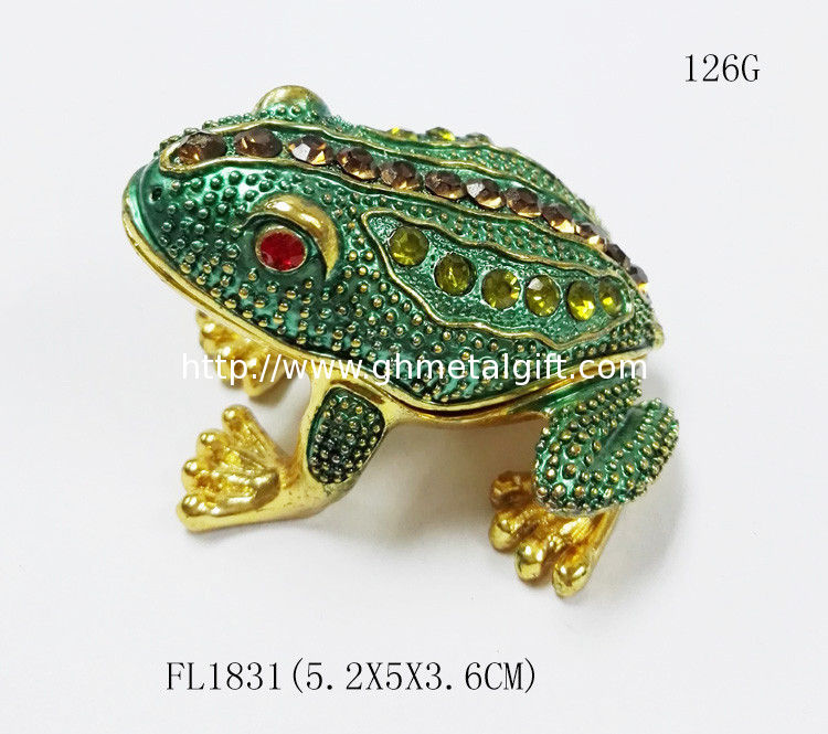 New design reinstone enamel Jiraffe frog pewter jewelry box metal pewter frog pewter jewelry box