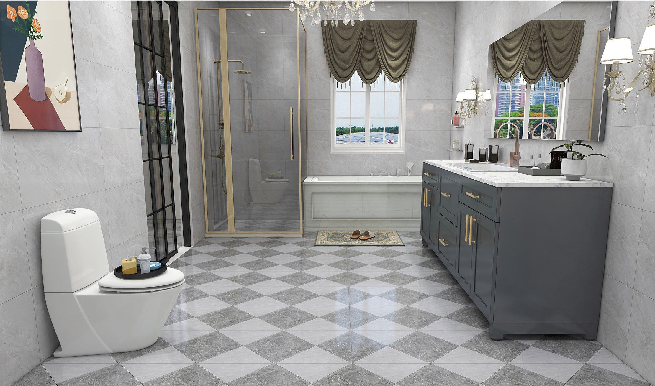 Matt Glazed Ceramic Rustic Tiles For Living Room 400x400mm Decor