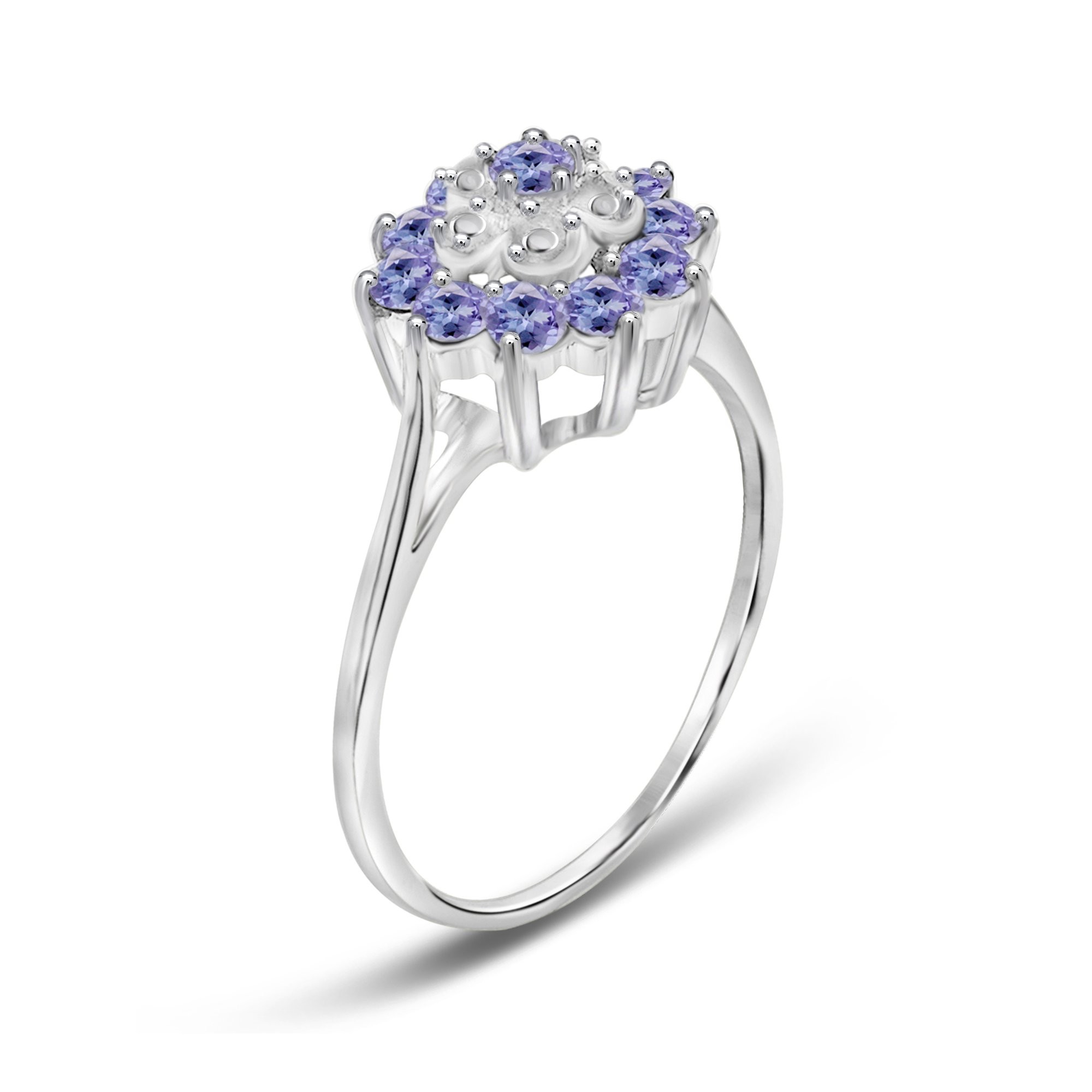 Branch Flower Design Jewelers Club Tanzanite Ring Sterling Silver Ring Jewelry with White CZ Accent