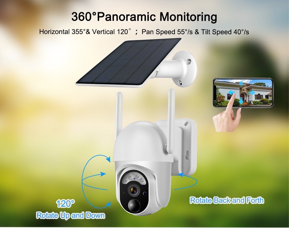 360 Degree Rotational 4G Simcard PTZ CCTV Camera 4MP Solar Outdoor Camera