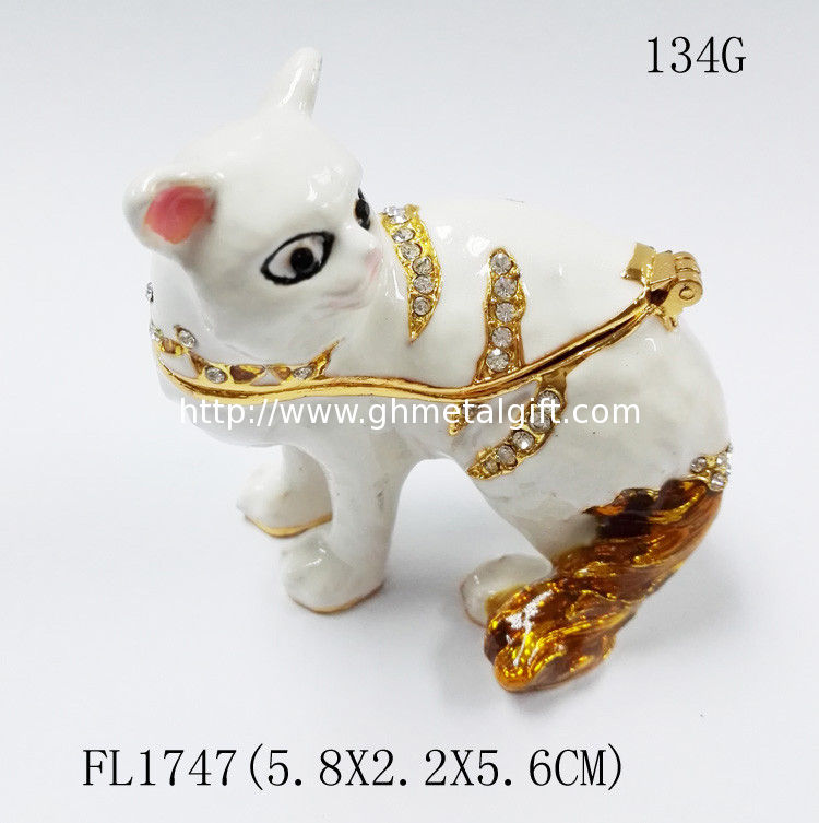 New product animal cat Metal Crystal Rhinestone Jewelry Box Trinket Box