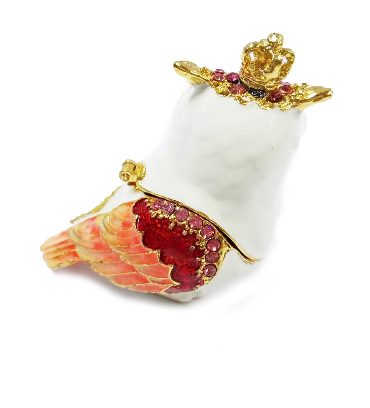 Top sale bird shaped metal jewelry box owl enamel trinket boxes