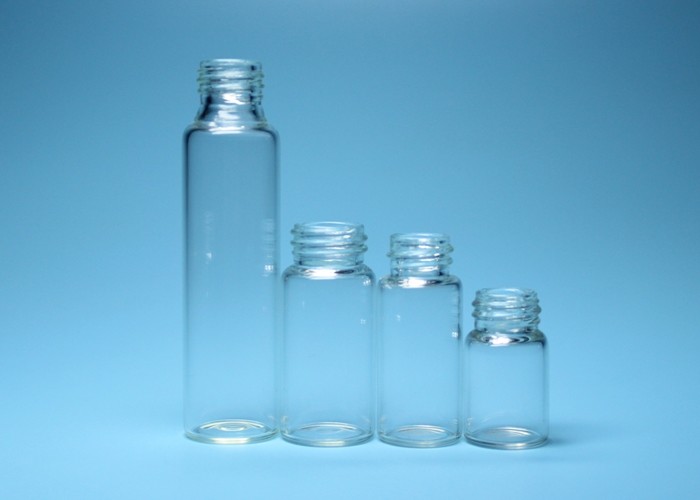 Clear and Amber Pharmaceutical or Cosmetic Threaded Top Glass Bottle Vial