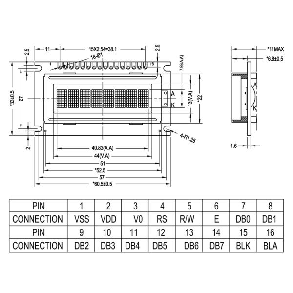 8X1 Character Stn COB LCD Display Module SPLC780 With LED Backlight