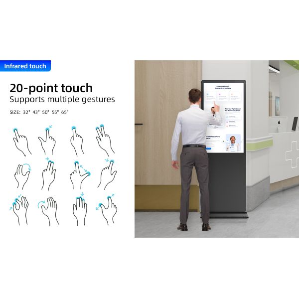 Indoor Smart Interactive Touch Screen Digital Signage Vertical LCD Floor Standing