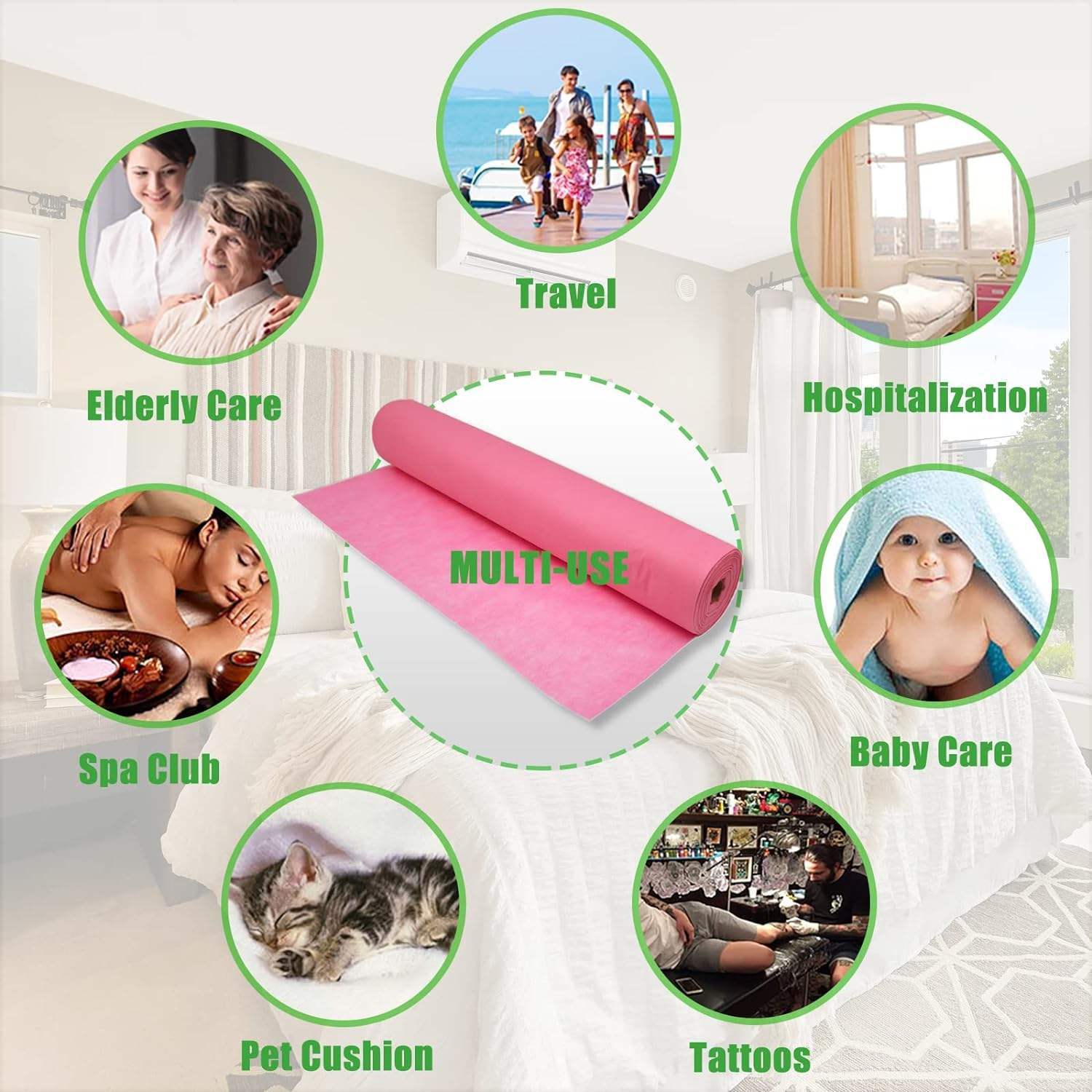 environmentally friendly, convenient, efficient, Hotel Home Beauty Room Use PP Non-Woven Beauty Massage Bed Sheets Disposable Waterproof Hospital