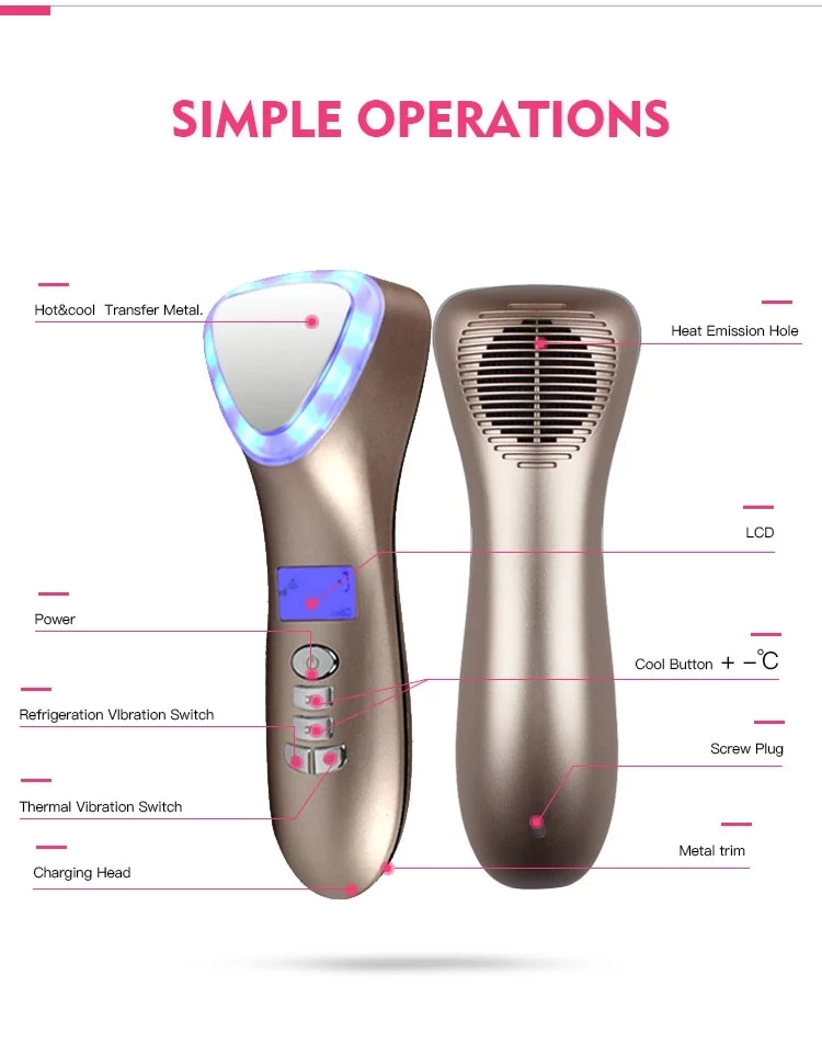 8600rpm Shrink Pores LED Therapy Hammer Multifunction Hot And Cold Face Massager