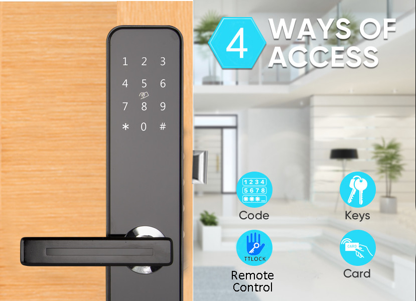 Aluminium Alloy Keypad Smart Door Lock For Front Door NFC Card Unlock