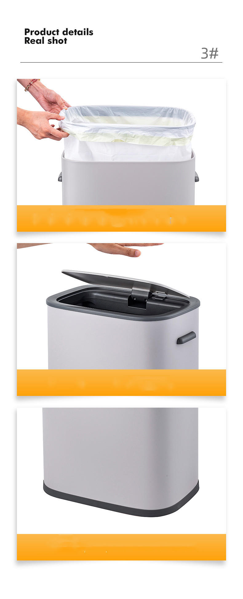 55L Rectangular Intelligent Induction Stainless Steel Induction Trash Can
